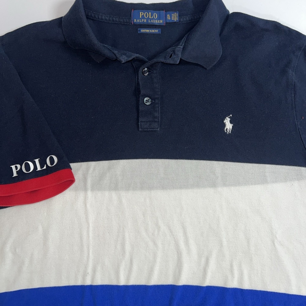 Polo Ralph Lauren Color Block Polo Shirt Mens Custom Slim Fit Size XL Pony
